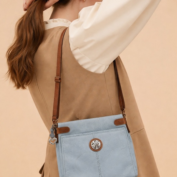 Brighton Light Blue and Brown Crossbody Bag - Picture 8 of 8